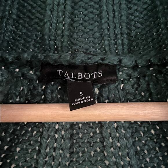 Talbots Dark Green Cable Knit Full Zip Cardigan Sz S - Picture 4 of 8